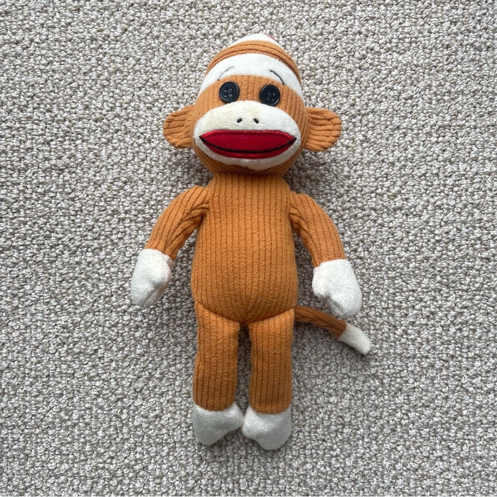 TY Beanie Babies Socks the Sock  Monkey Brown with Hat